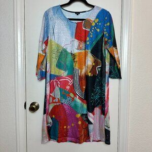 Shana Abstract Printed Quarter Sleeve Dress L